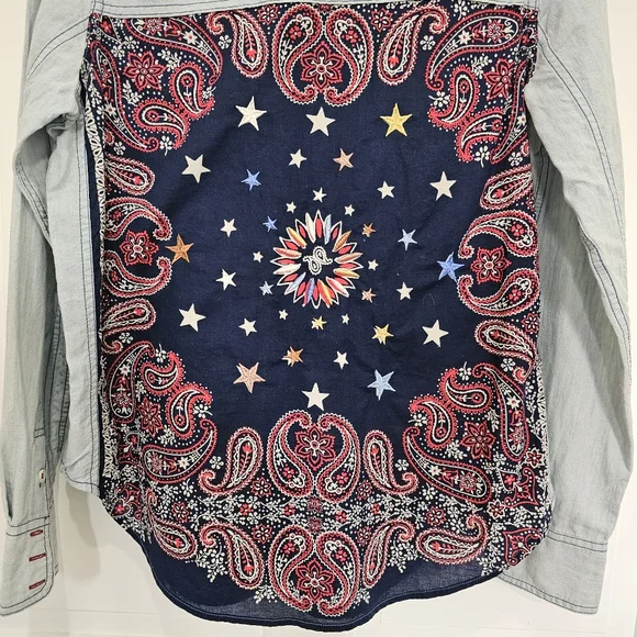 Free People Bandana Bandit Printed & Embroidered Button Down Size S - Picture 11 of 16
